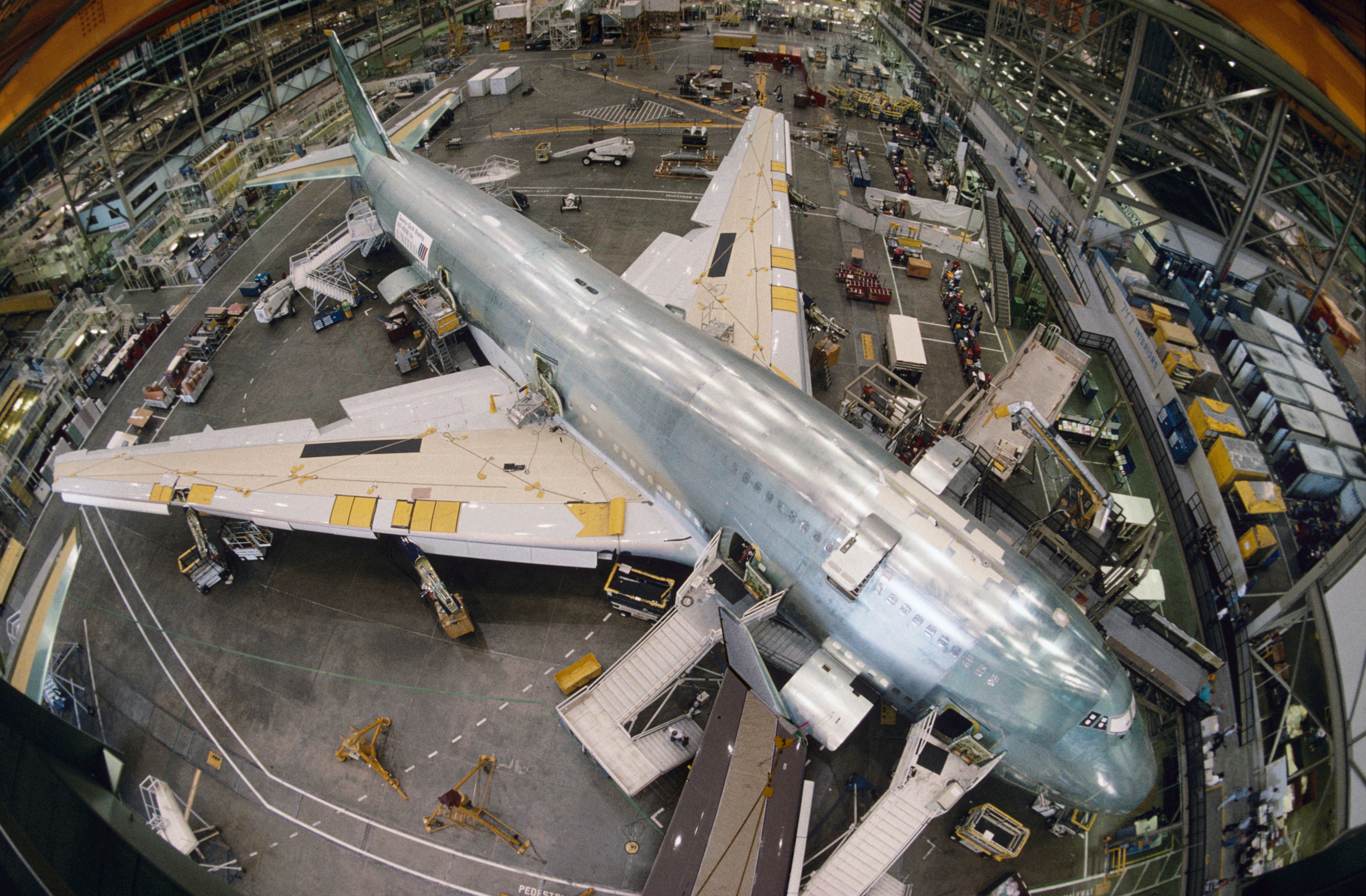 747 being built in hangar 