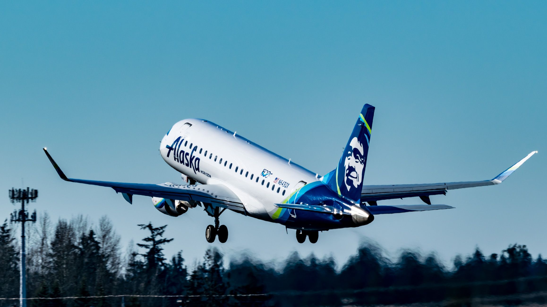 HAPPILY OFF TO PORTLAND - Alaska Airlines' ERJ-175 Departing Paine Field on First Flight 