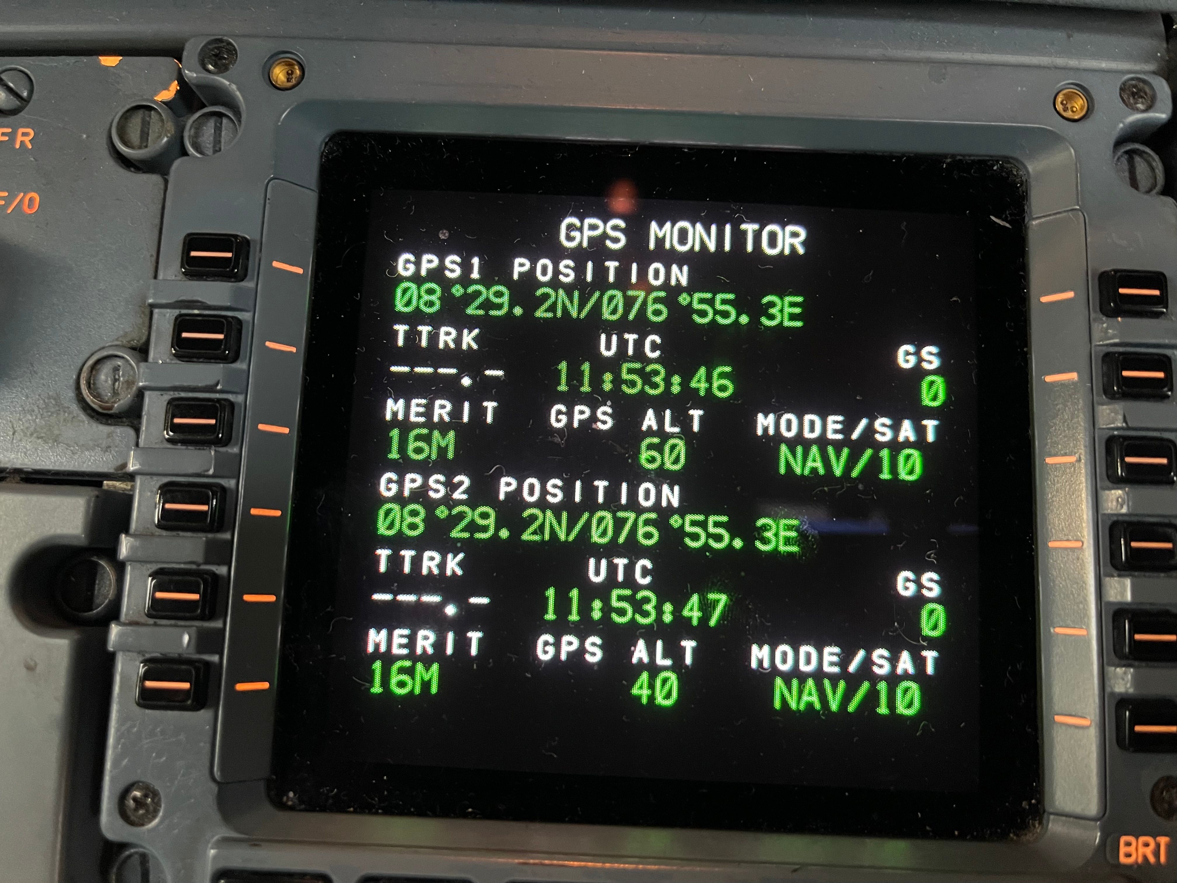 The GPS monitor on an A320 FMS.
