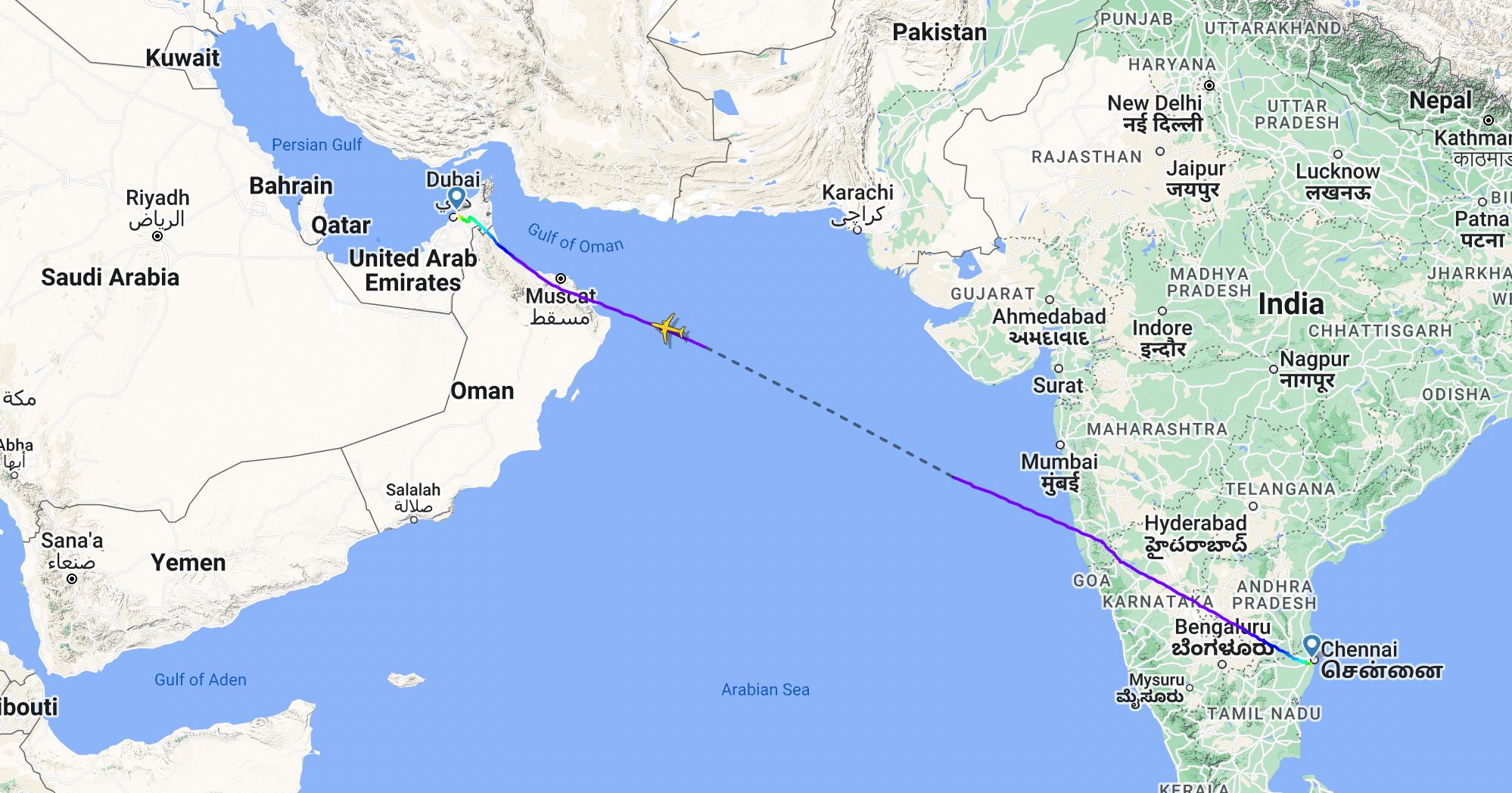 IndiGo 6E65 flight from Chennai to Dubai