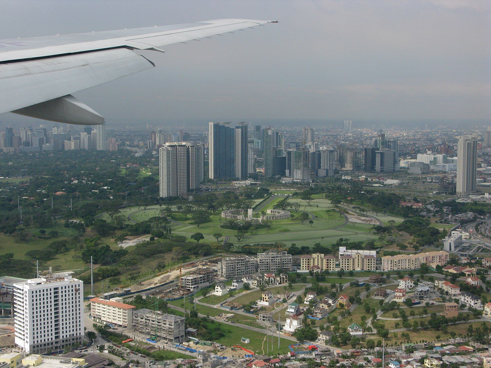 Manila skyline seen from plane window