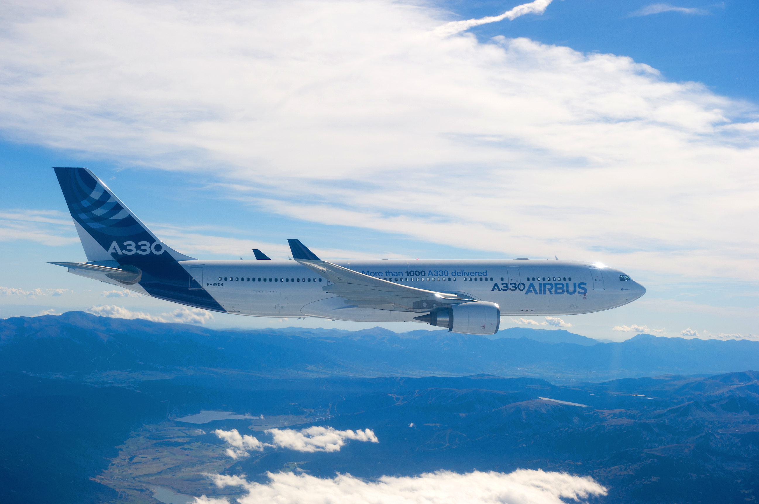 A330 Airbus in flight - aerial view