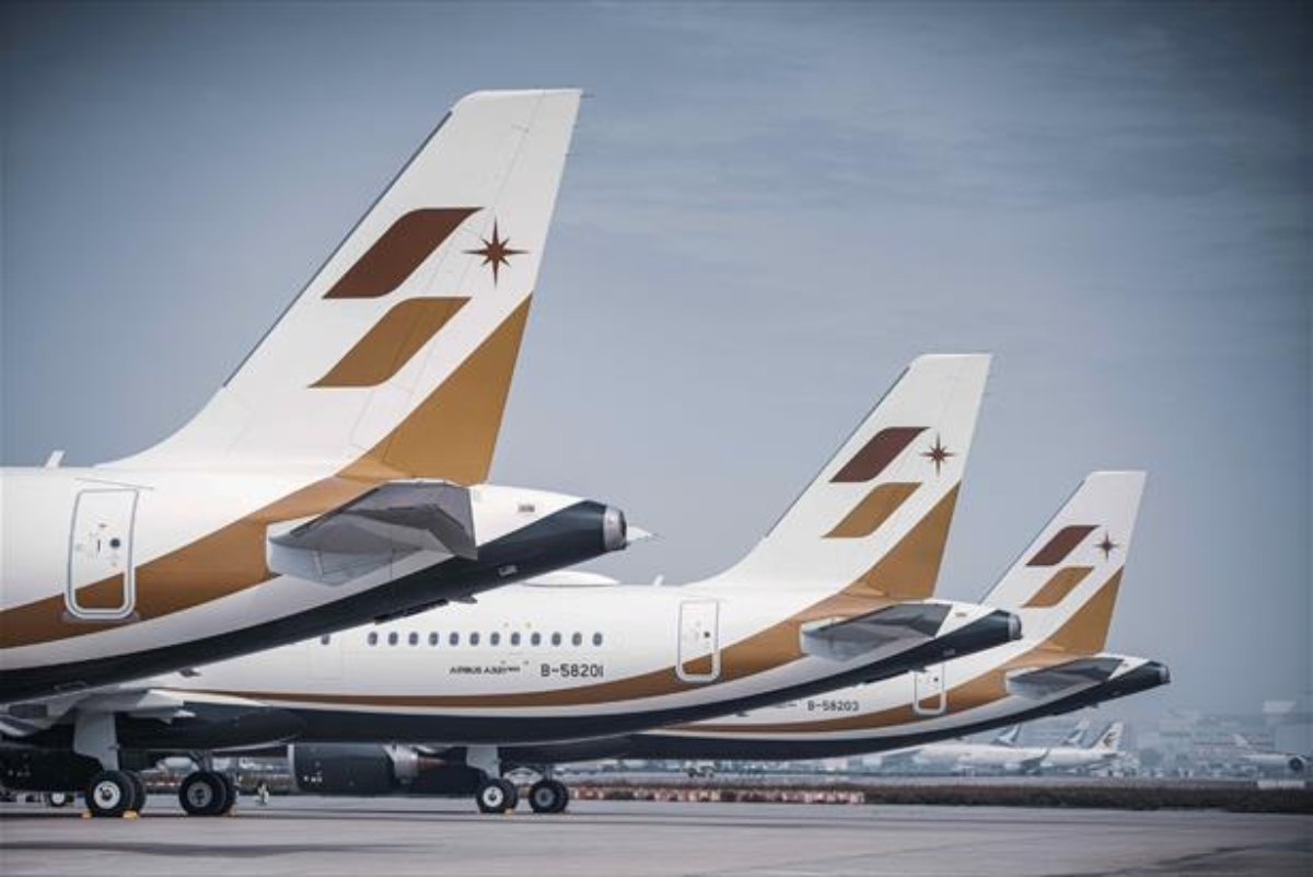 Starlux Airlines' aircraft parked at airport gates