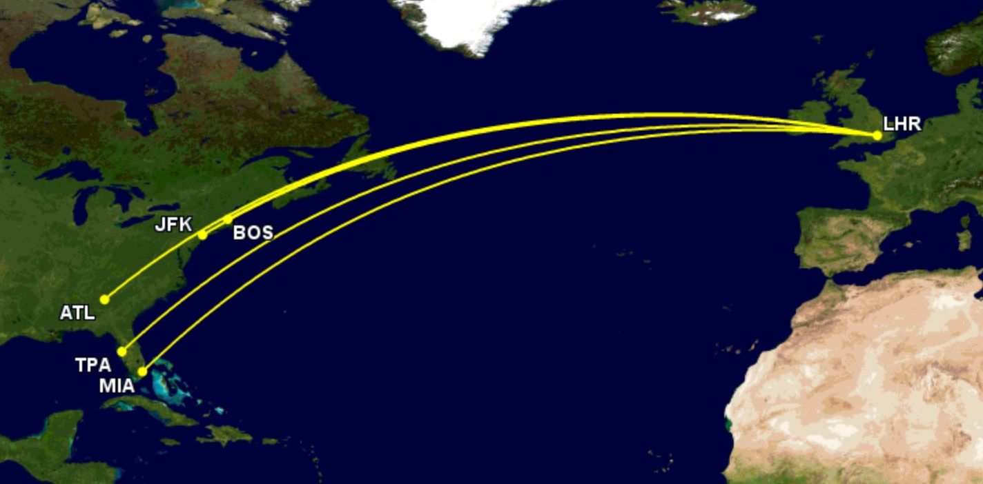 Virgin Atlantic's A330-900 network this winter