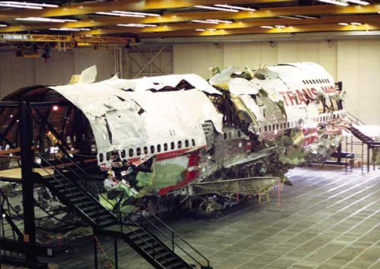 TWA fuselage wreckage