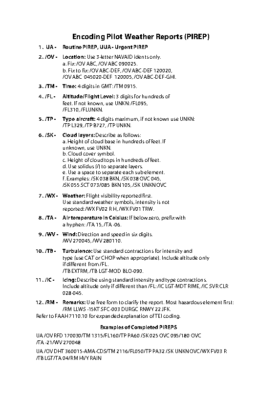 FAA PIREP FORM 7110-2 PAGE 2