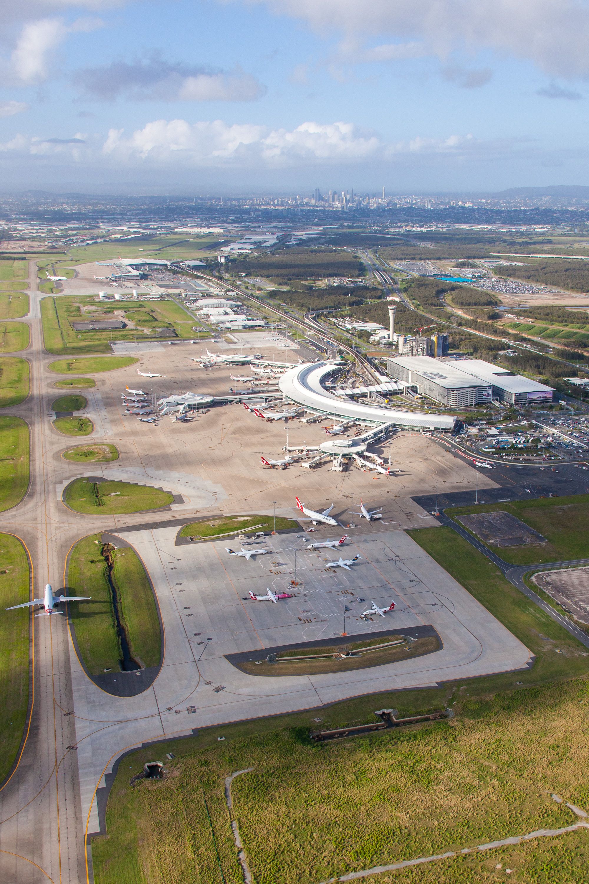 Aerial View of Brisbane Airport Terminals