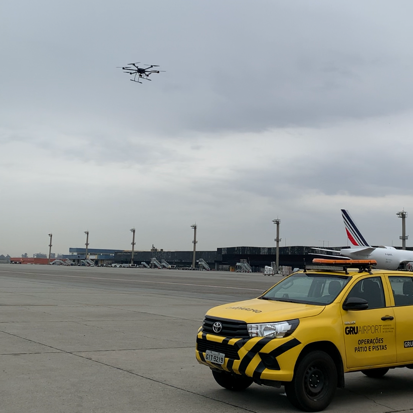 A drone at Guarulhos International Airport