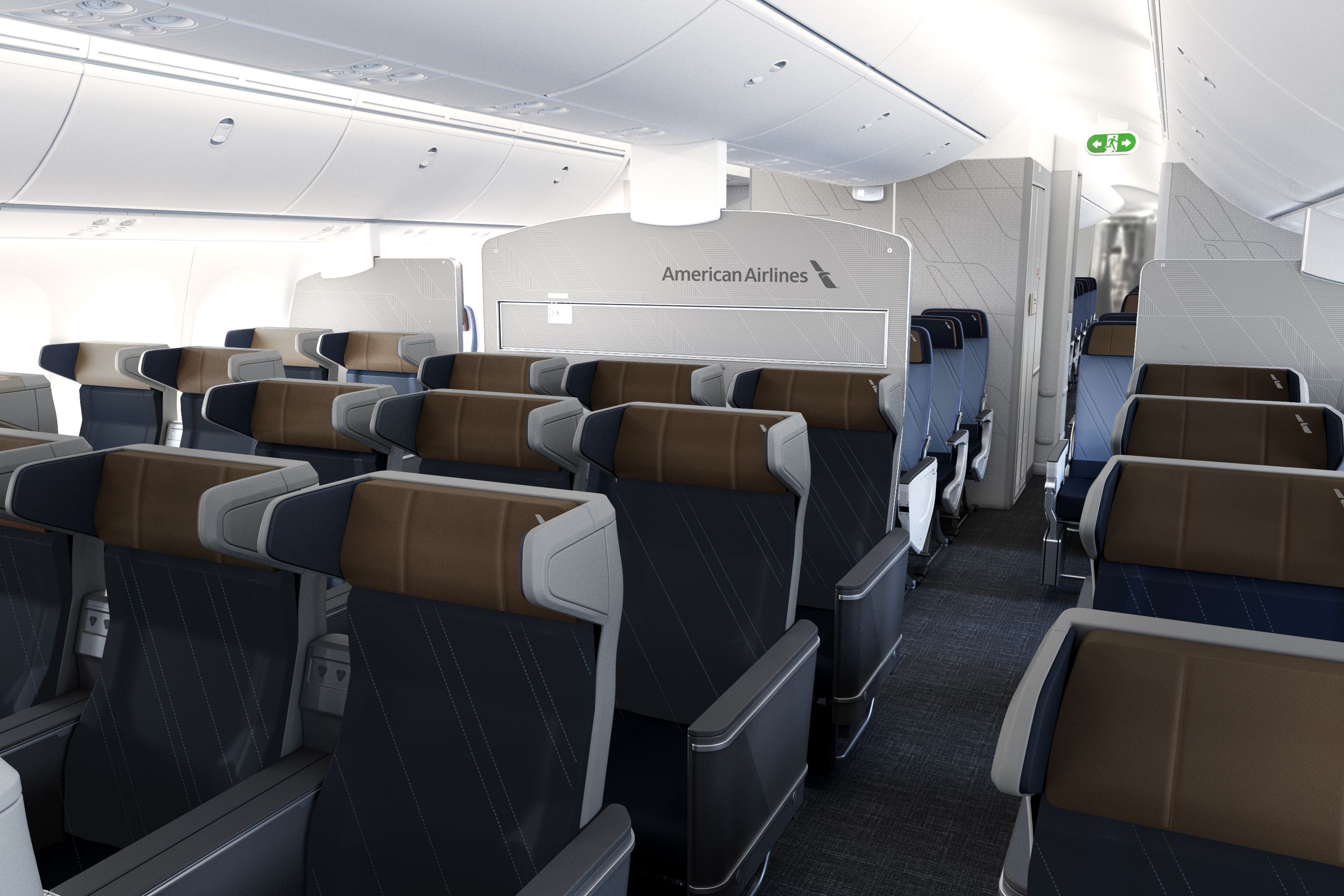 Inside the American Airlines Premium Economy cabin.
