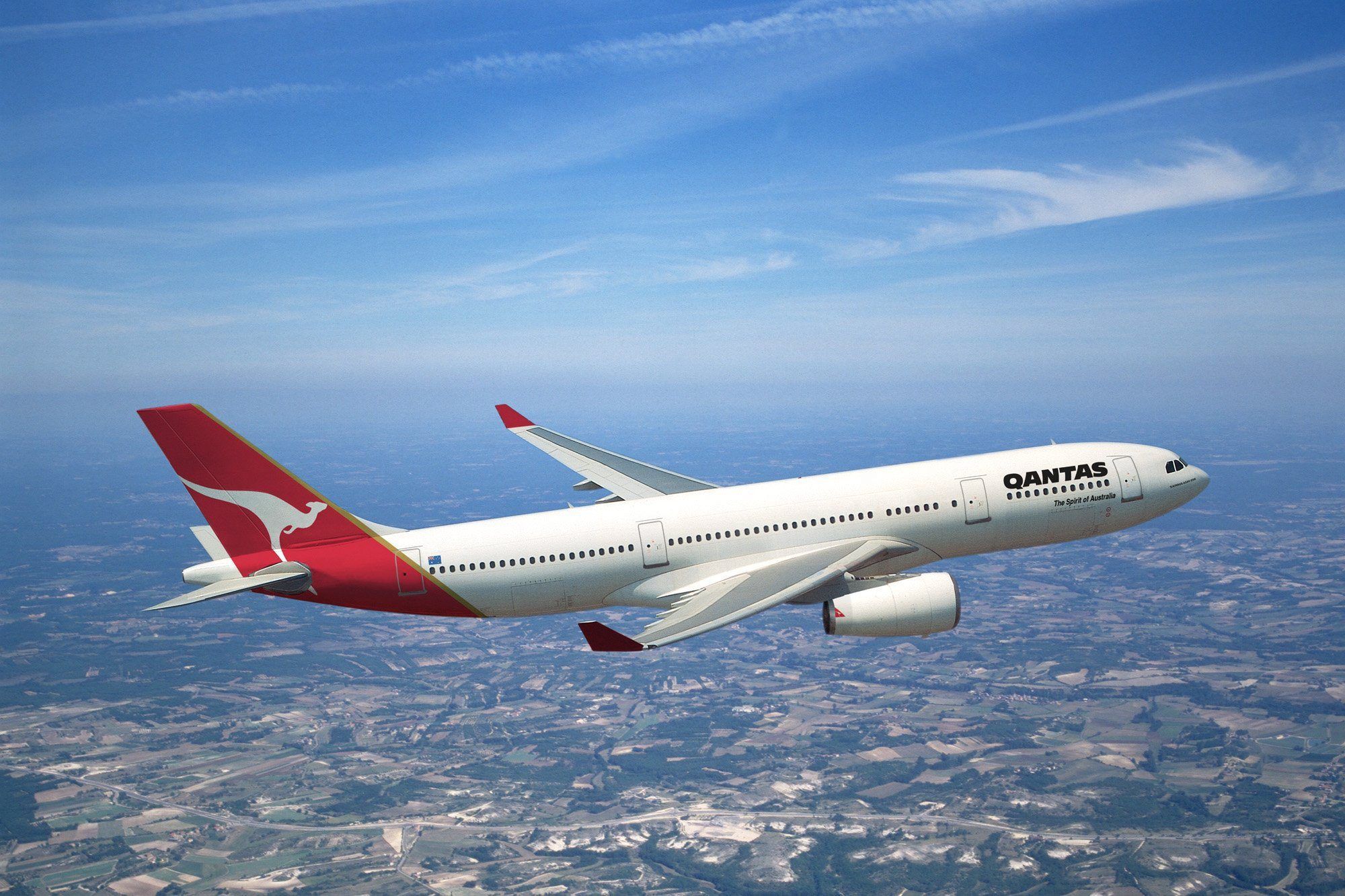 Airbus A330-200 flying with Qantas Airways livery