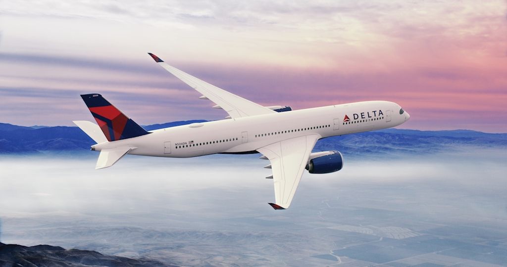 A Delta A350 in the air