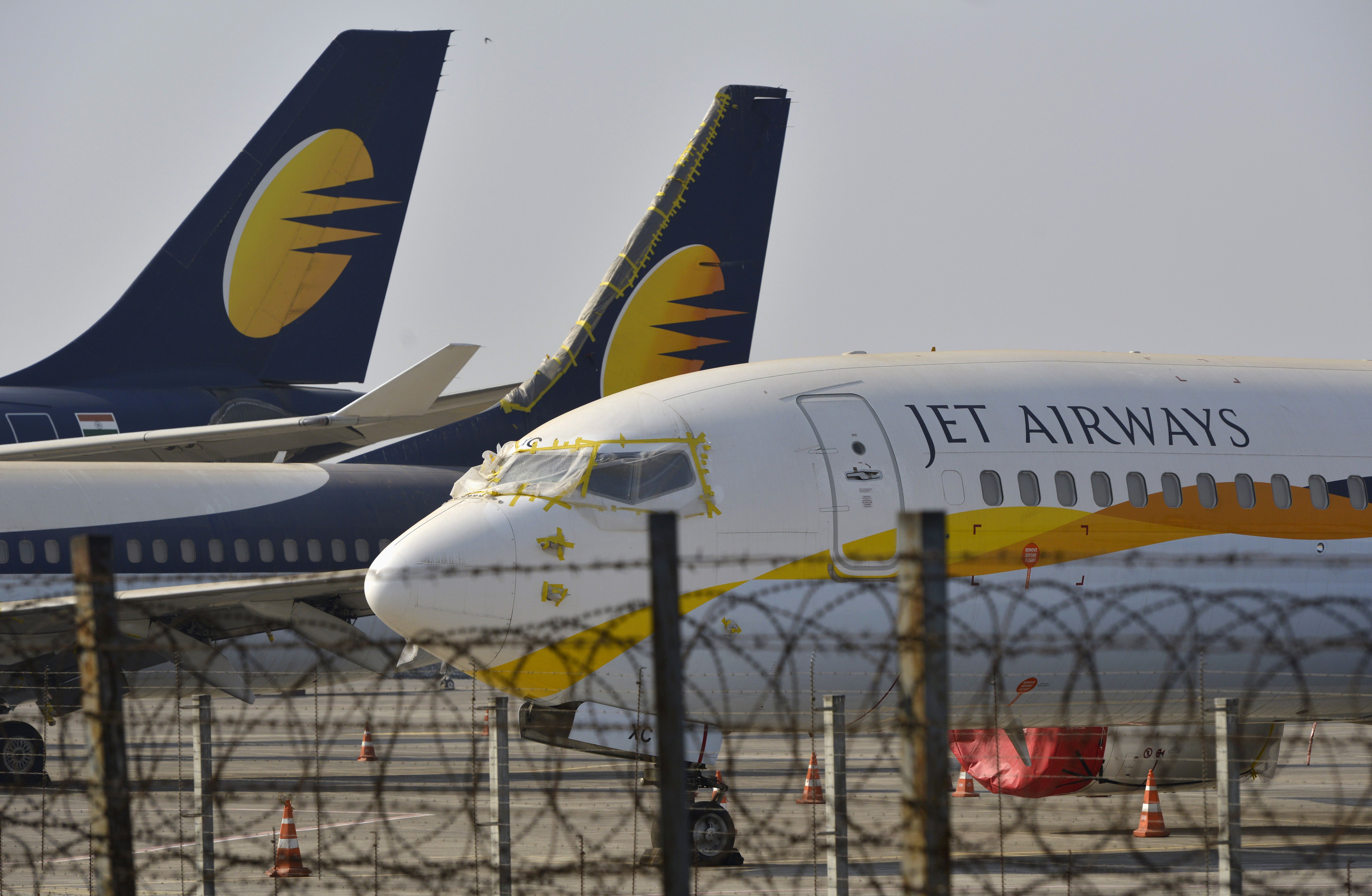 Jet Airways airplanes parked at Mumbai Airport