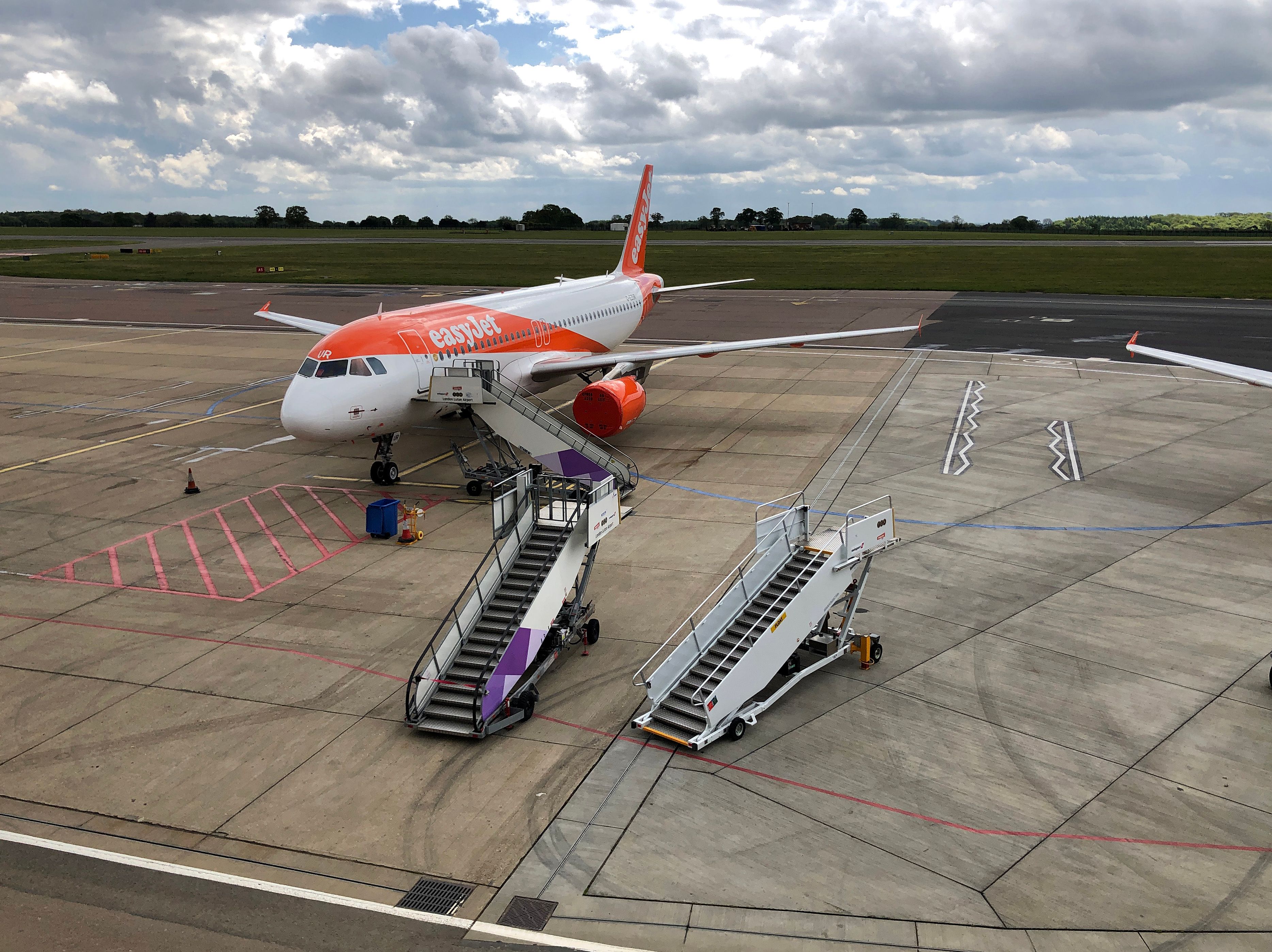 An easyJet plane is seen at London Luton Airport