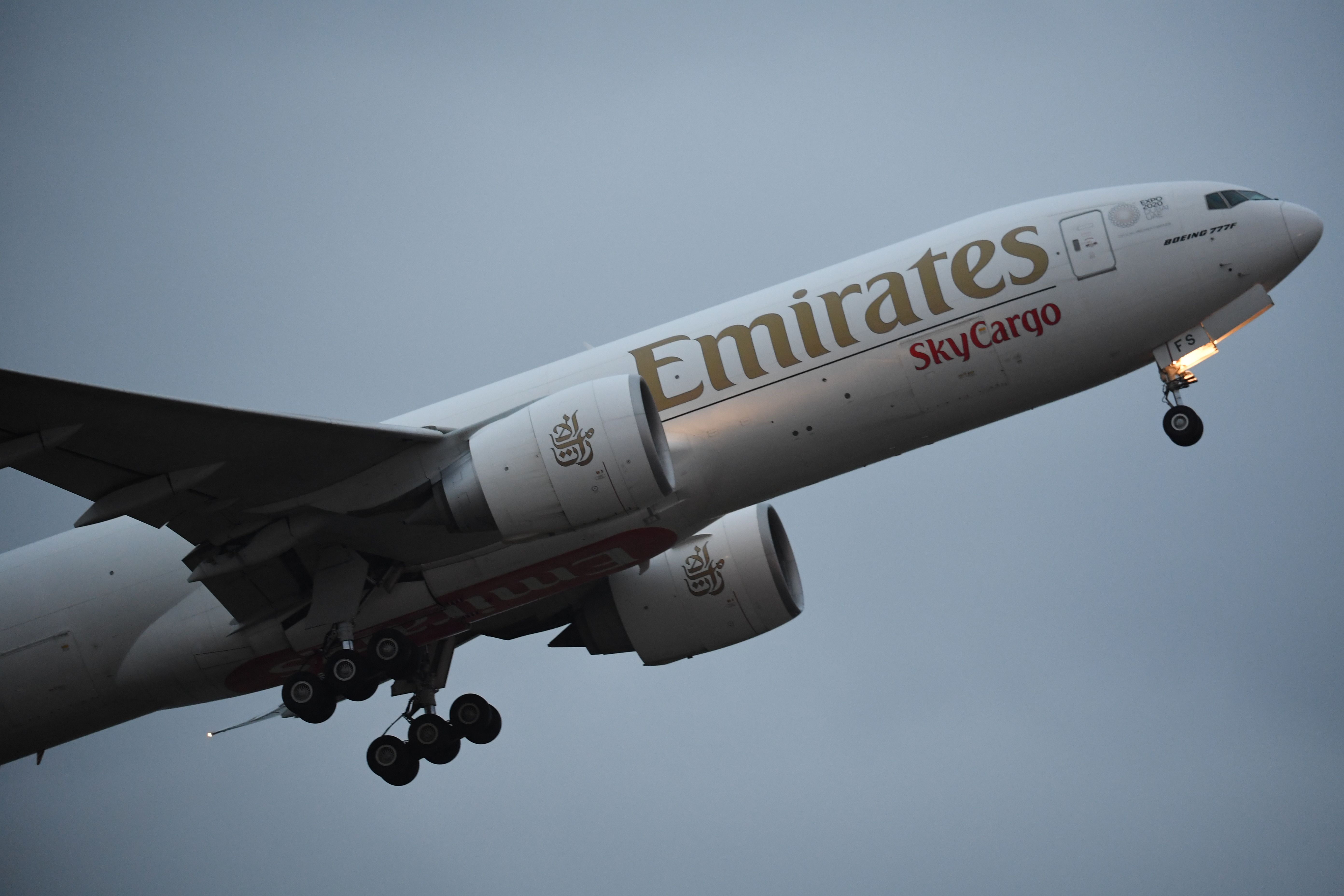 Emirates SkyCargo 777F taking off