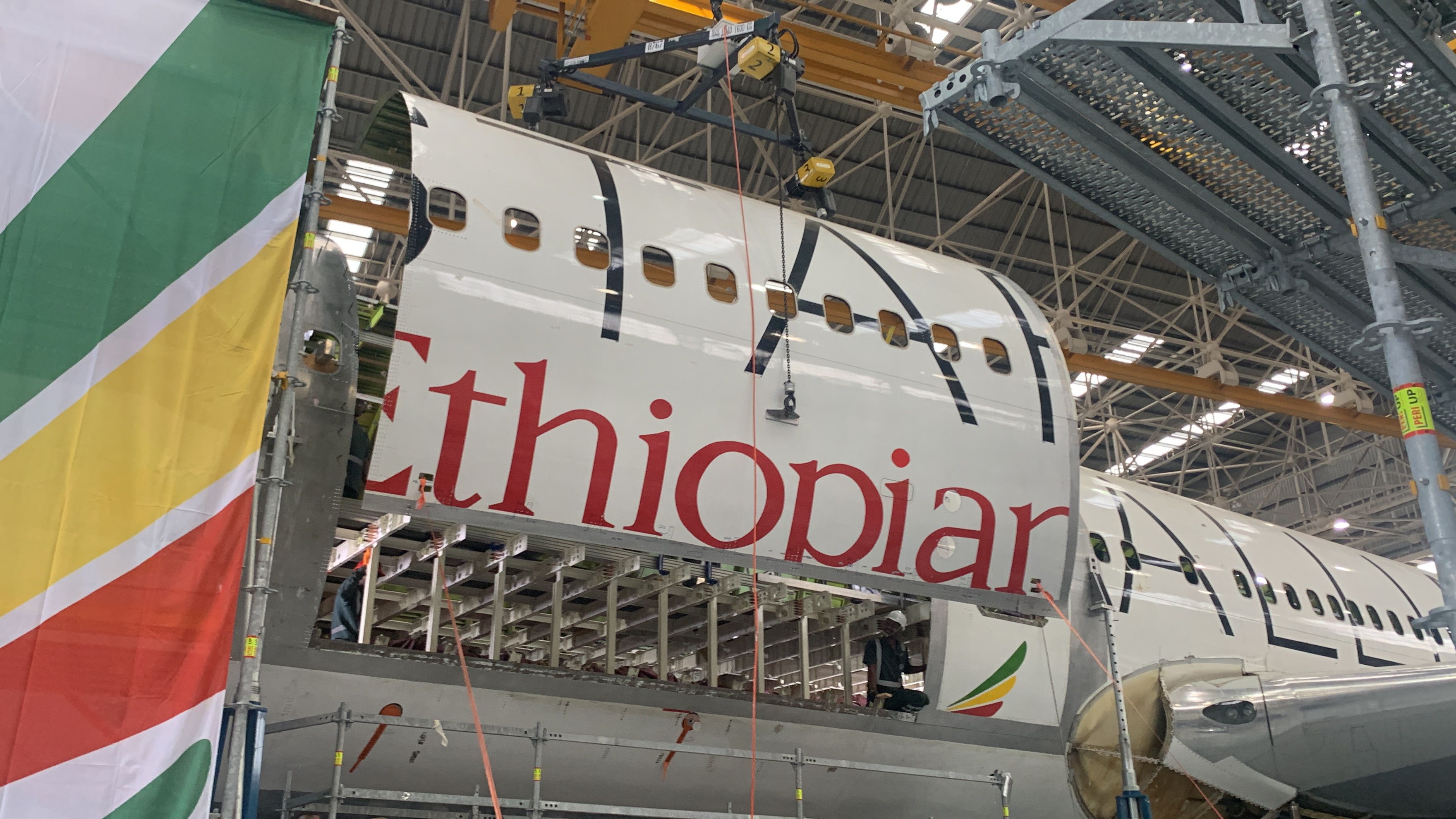 An Ethiopian Airlines aircraft being converted into a freighter.