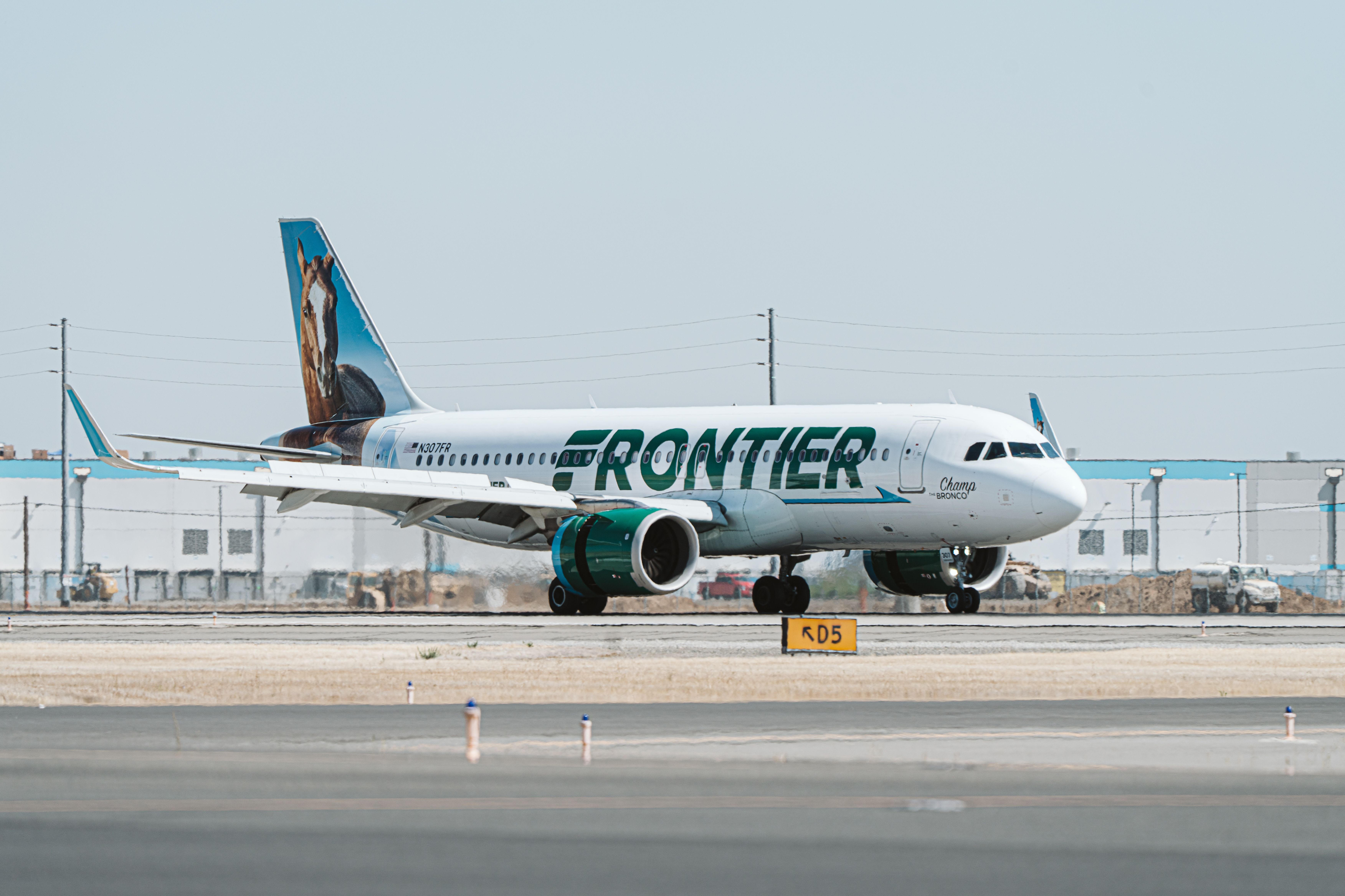 Frontier Airbus A320neo landing at SMF