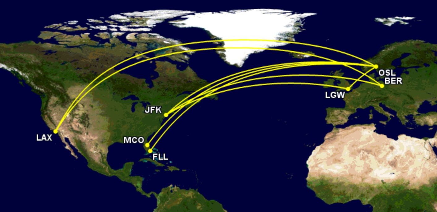 Norse Atlantic's route network