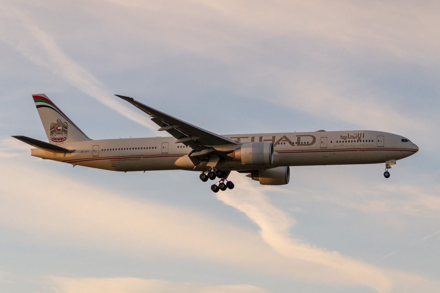 Etihad Airways jetliner in the air