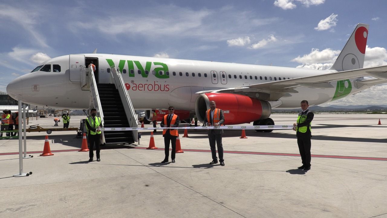 Viva Aerobus at Mexico City's Felipe Ángeles International Airport. 