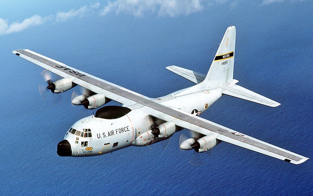 WC-130H 54th Weather Sqn in flight 1977