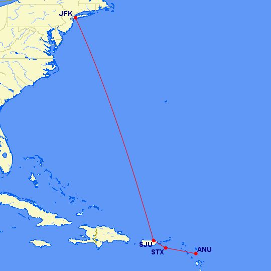 PanAm Flight PA-292 route map