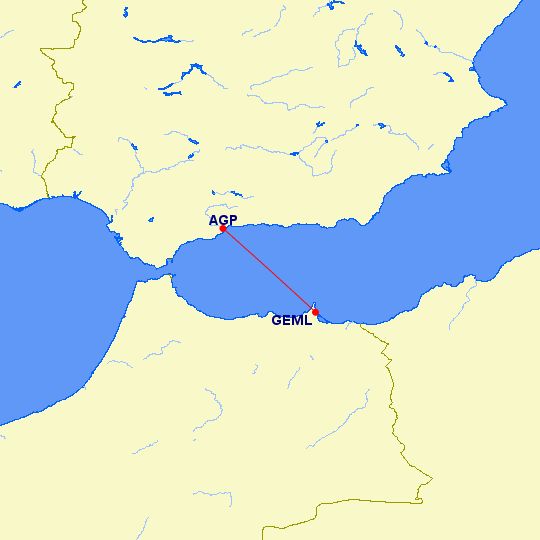 Route map Malaga to Melia