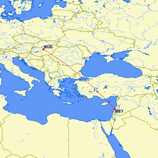 Malév Flight 240 route