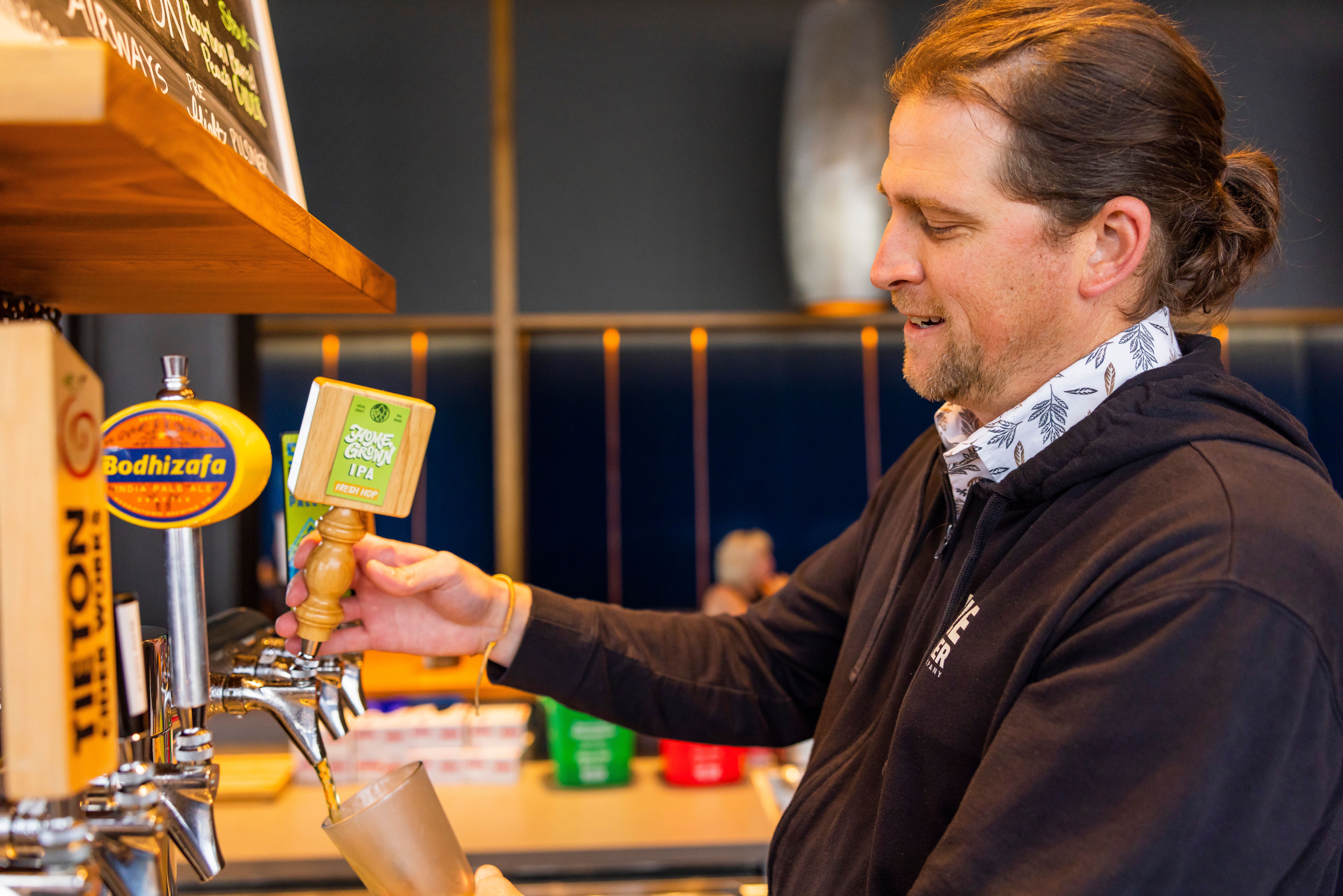 Draft beer made from hops served at Alaska Airlines airport lounges 