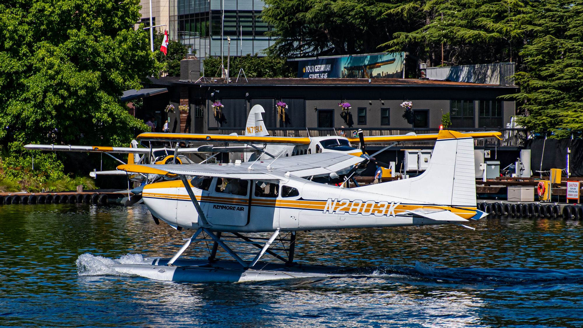 Kenmore Air Cessna In Front of Lake Union Terminal