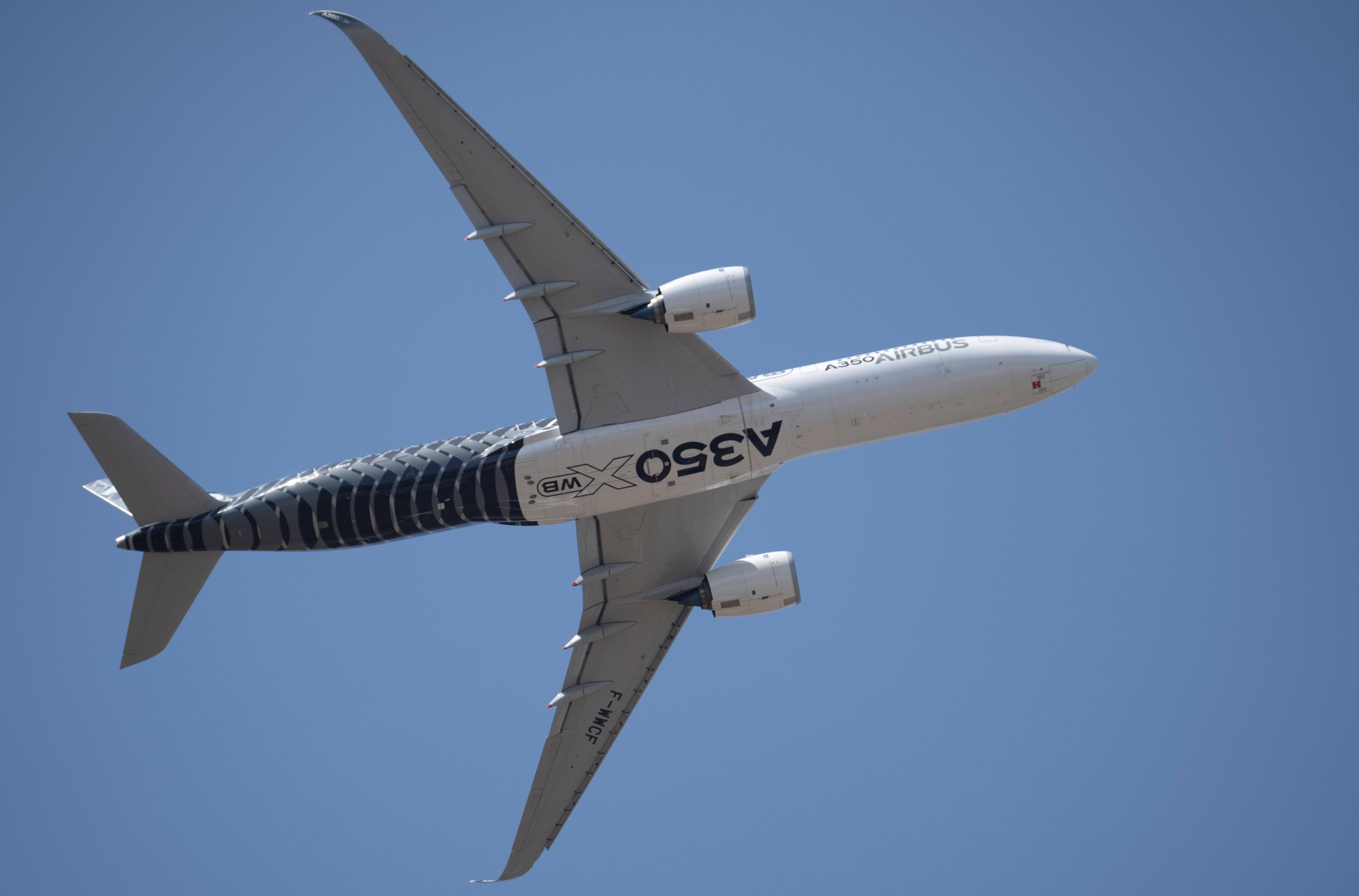 An Airbus A350-900 in flight.