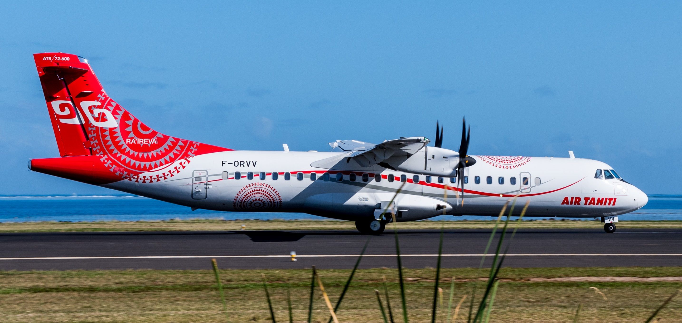 An Air Tahiti ATR aircraft on the runway.