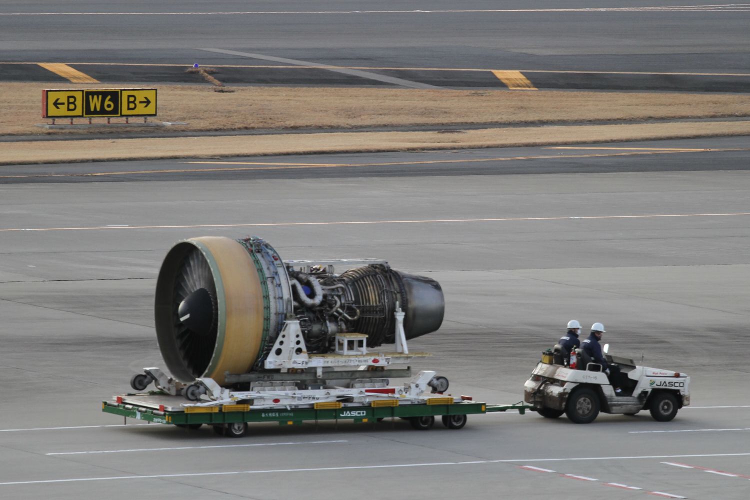 engine being transported
