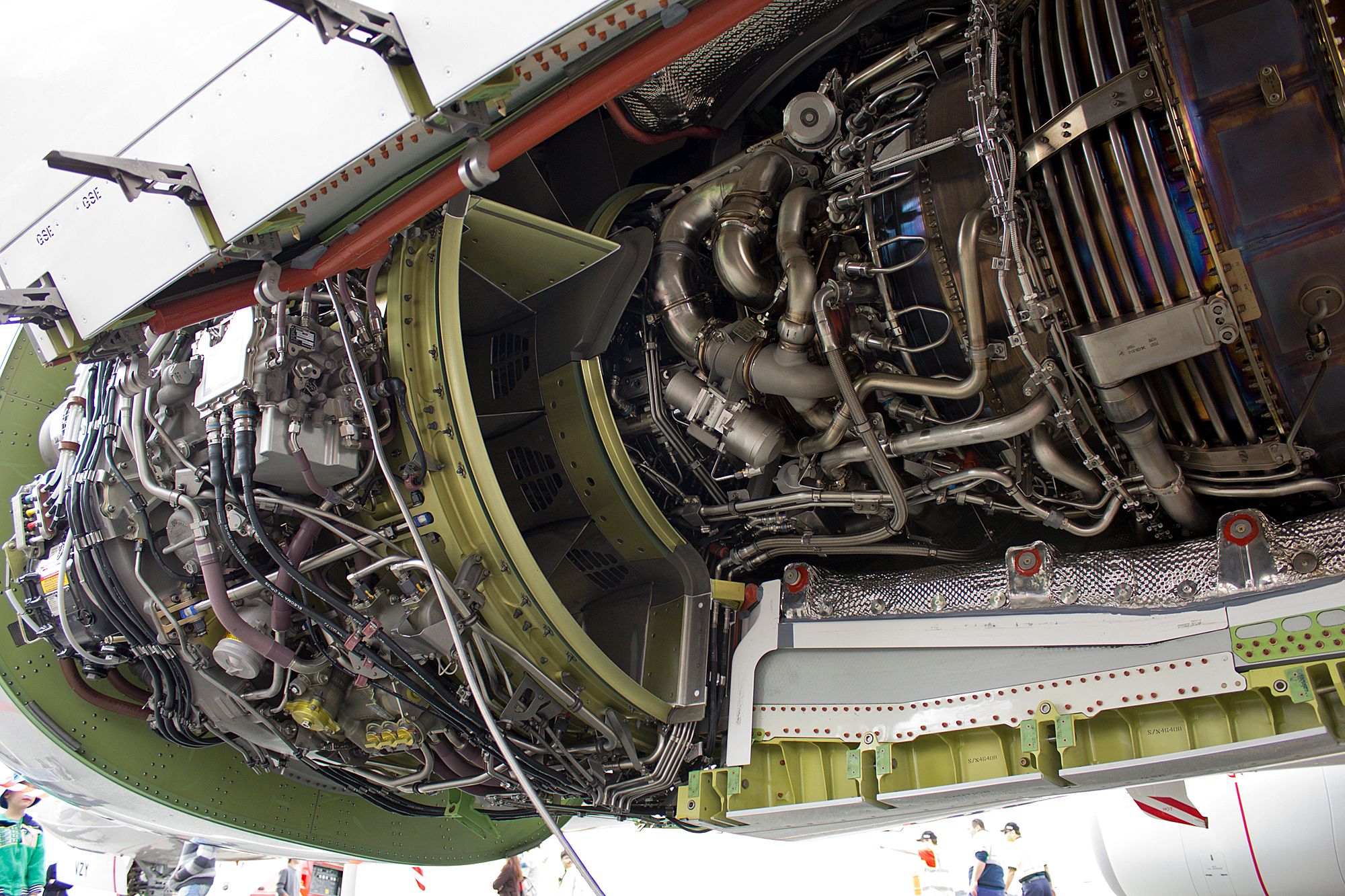 A CFM56 engine with its shell off.