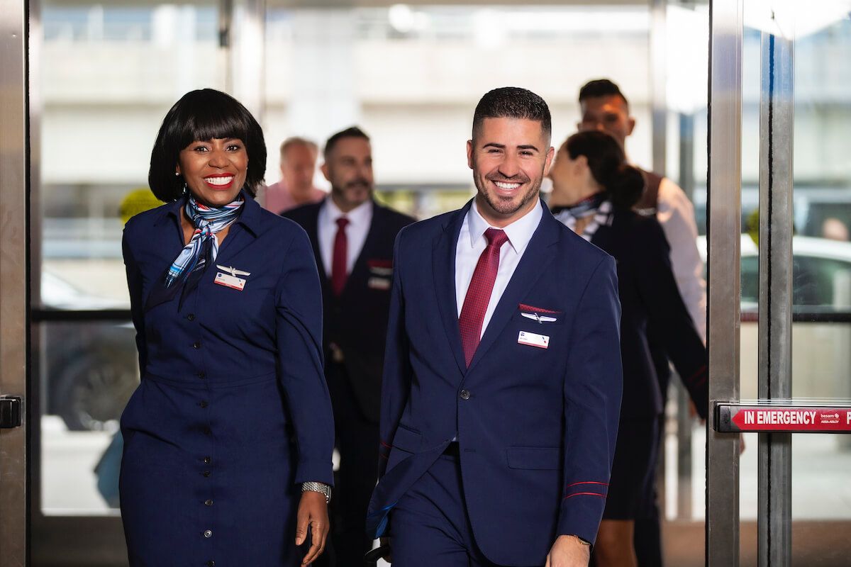 Flight attendants at the airport American Airlines