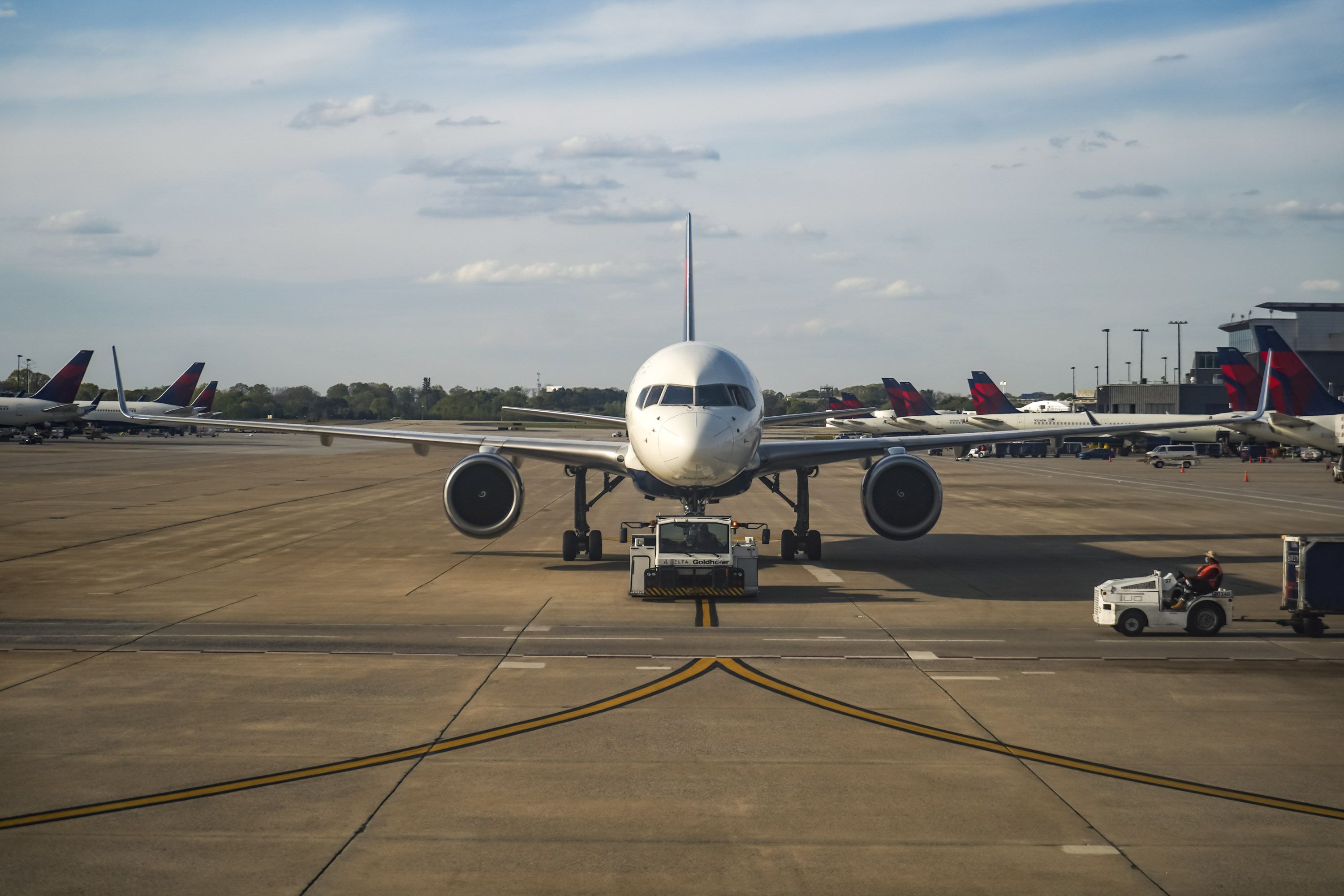 A Delta plane at Hartsfield-Jackson International Airport in Atlanta