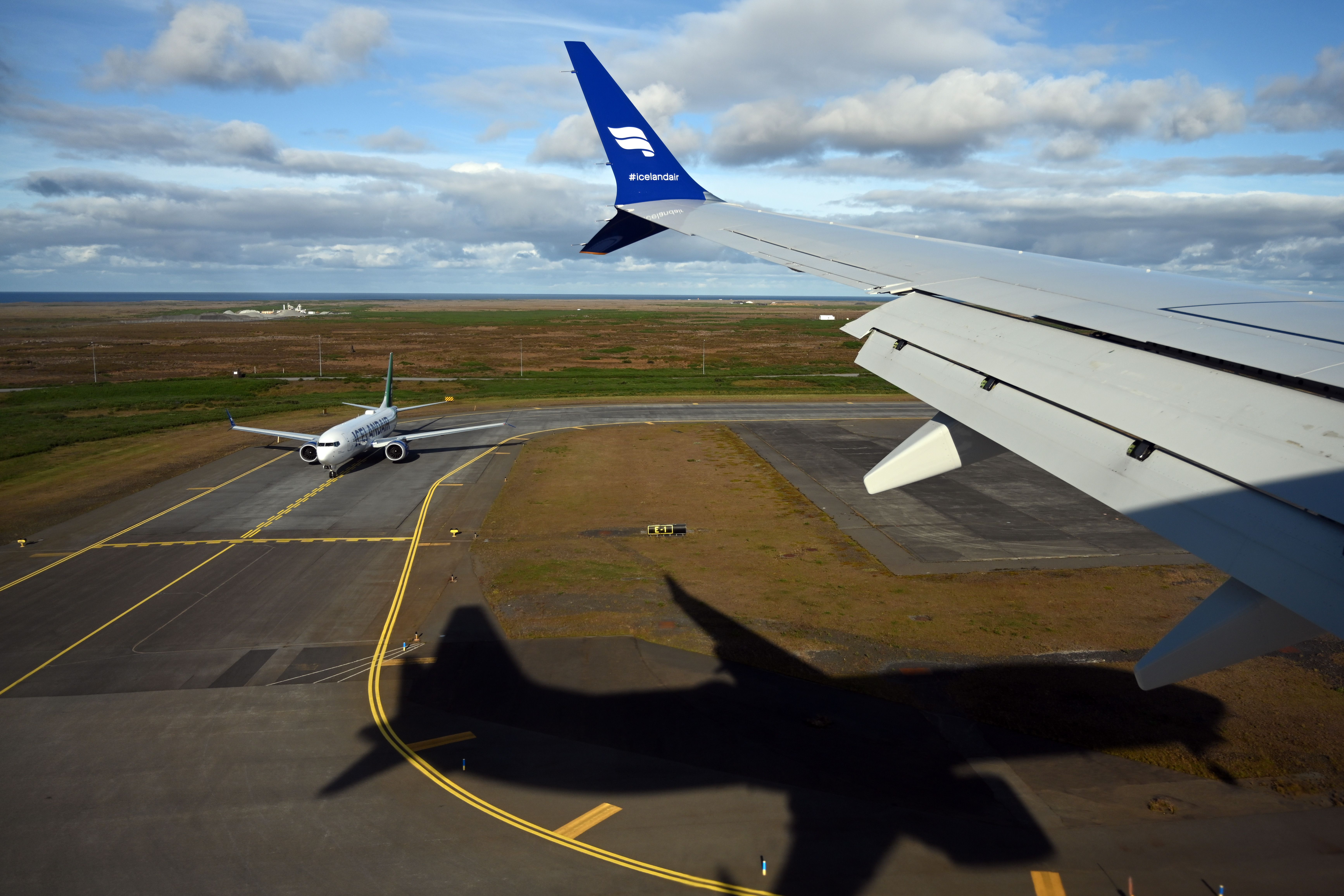 An Icelandair aircraft landing in Keflavik