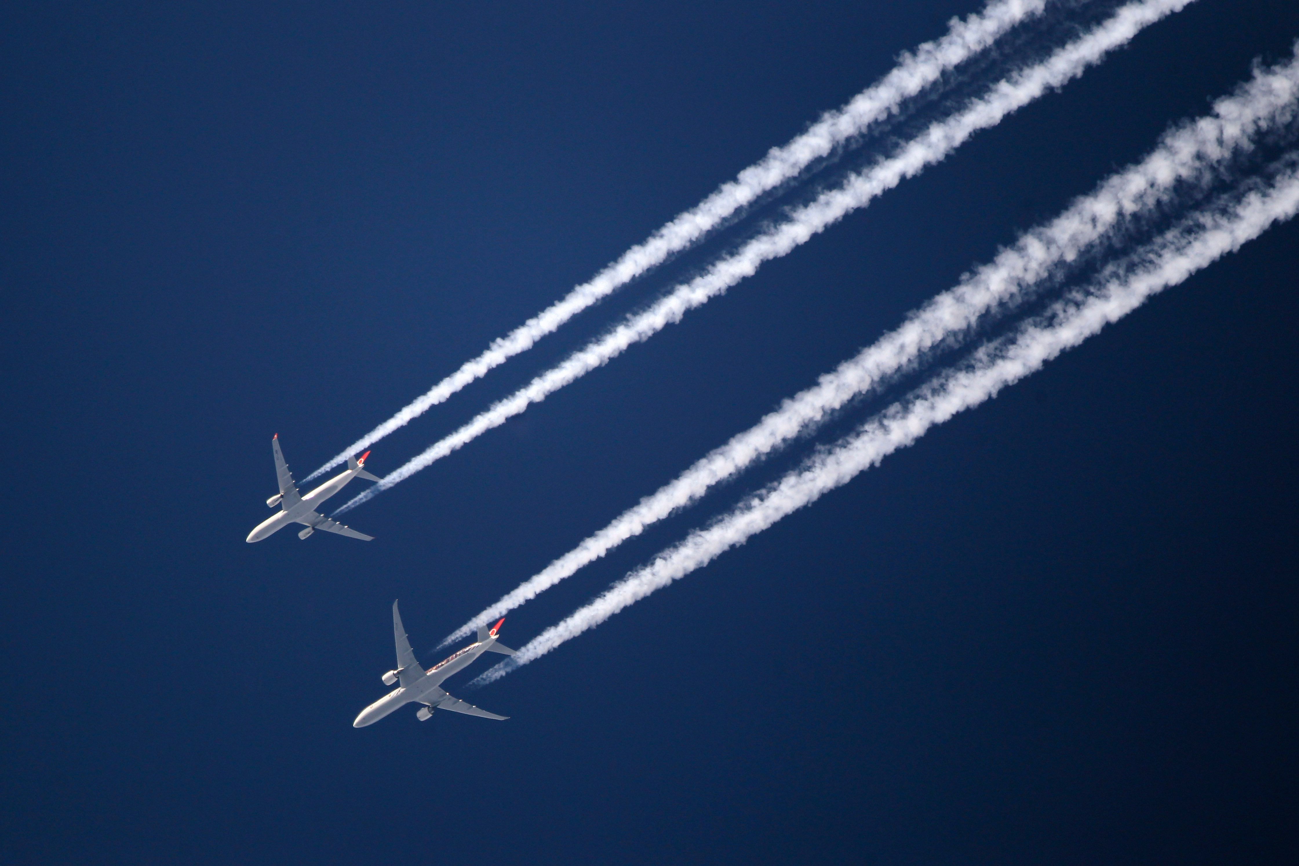 Traces of two planes in the sky