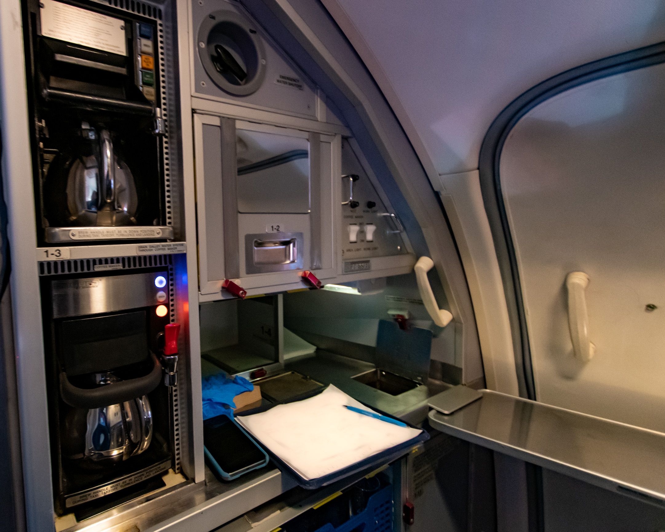 Peek Into 1st Class Galley of Alaska Airlines