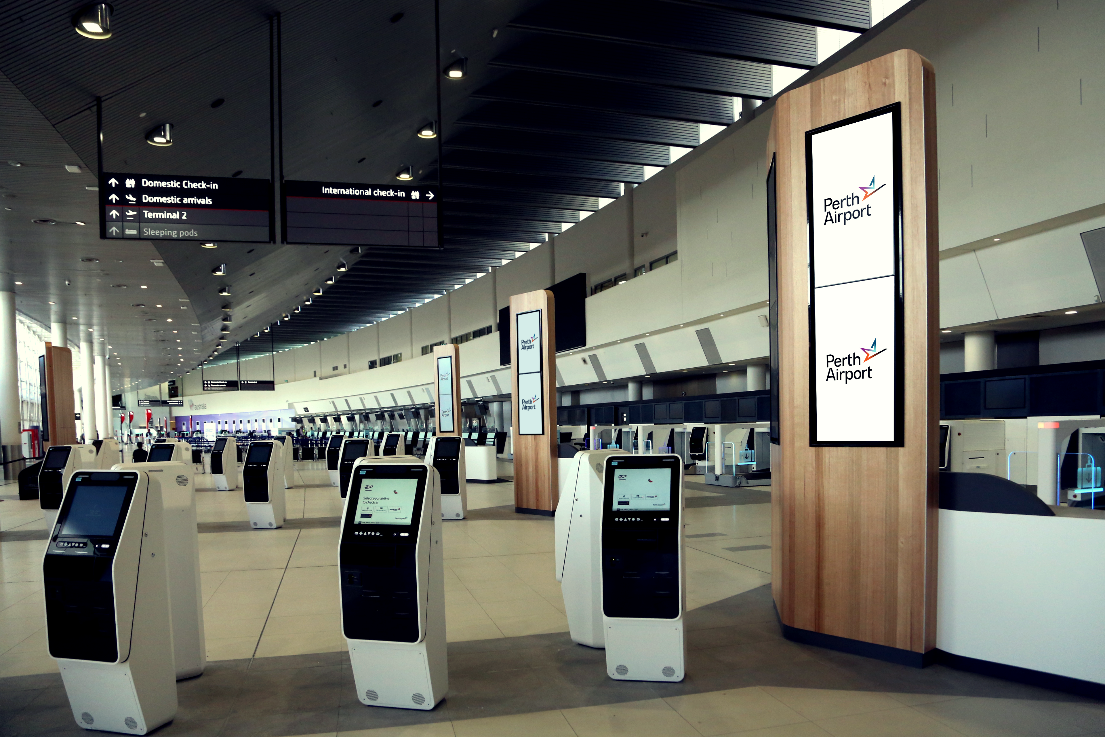 Perth Airport Biometric Trial self check in hall