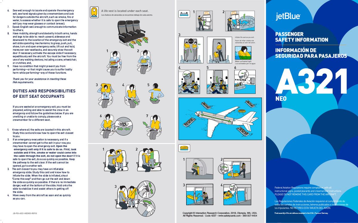 Safety Card A321 Jetblue
