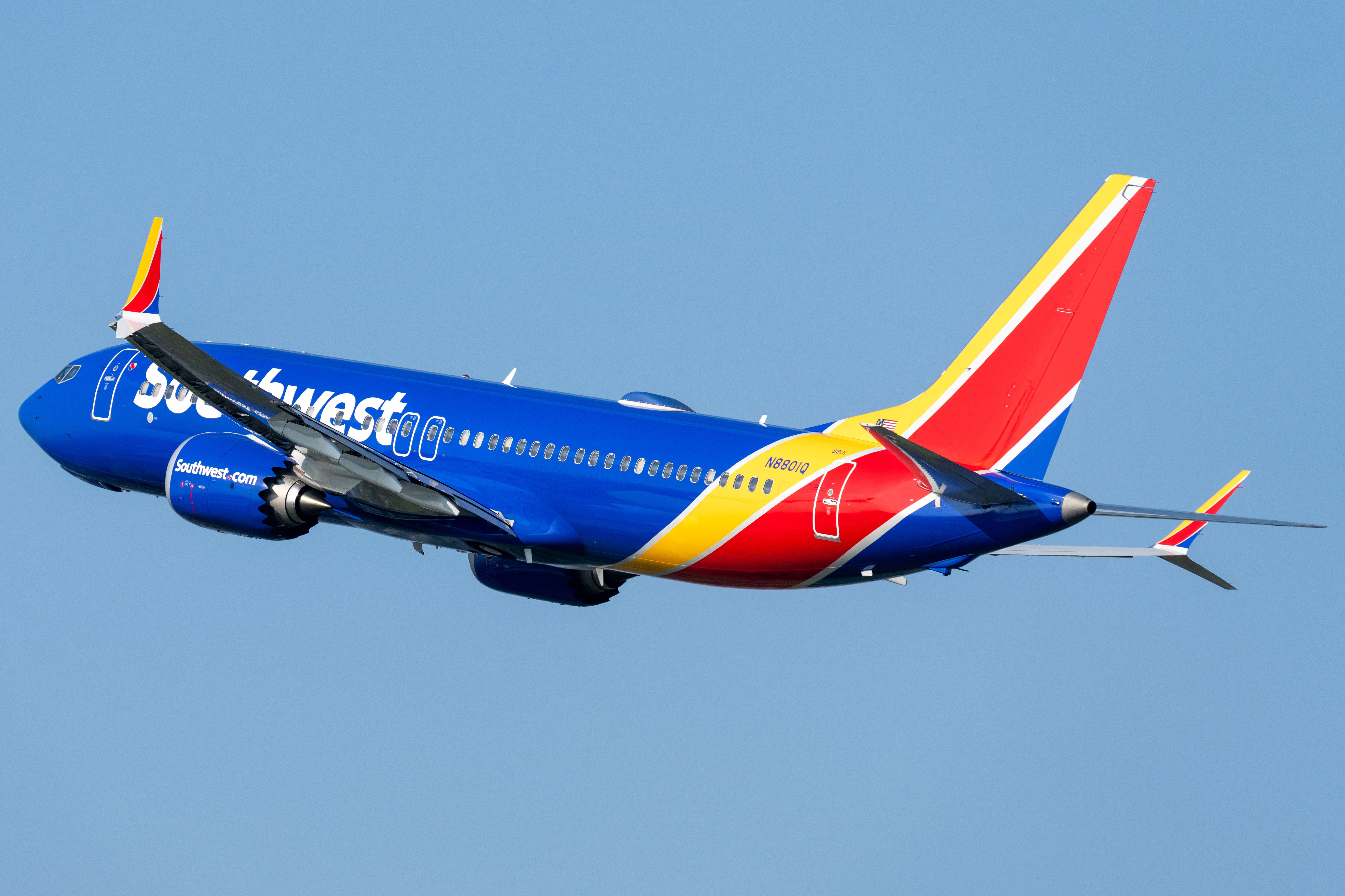 Southwest Airlines Boeing 737 MAX 8 in flight