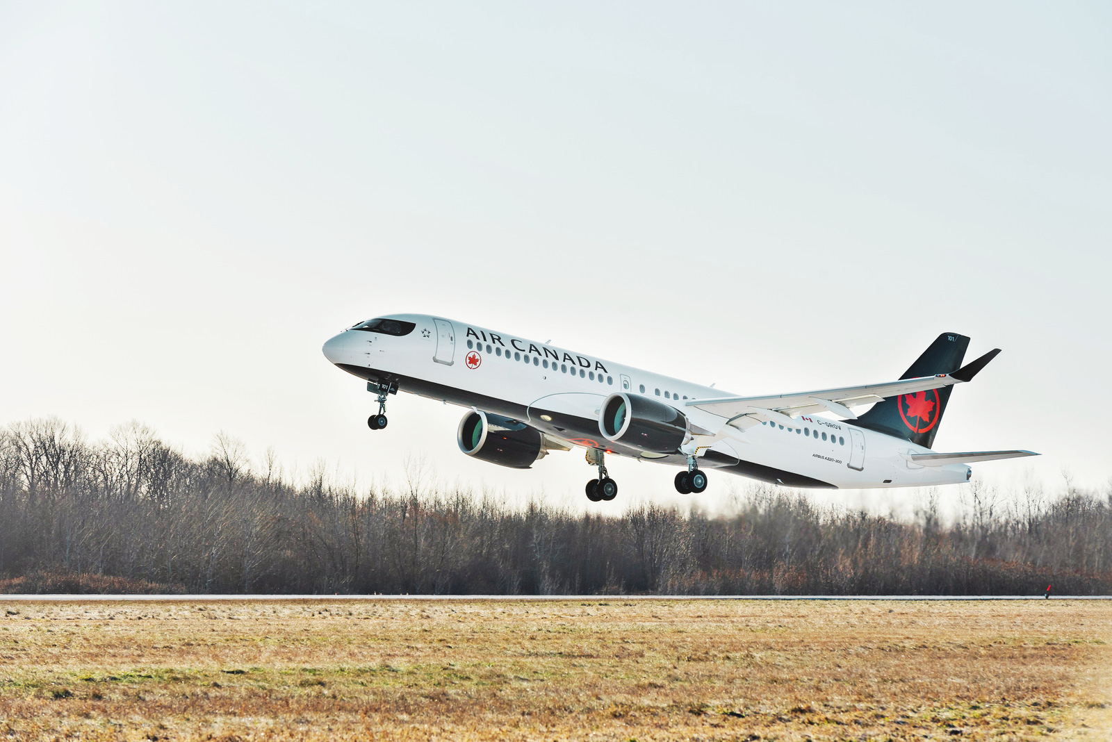 Air Canada Airbus A220 taking off