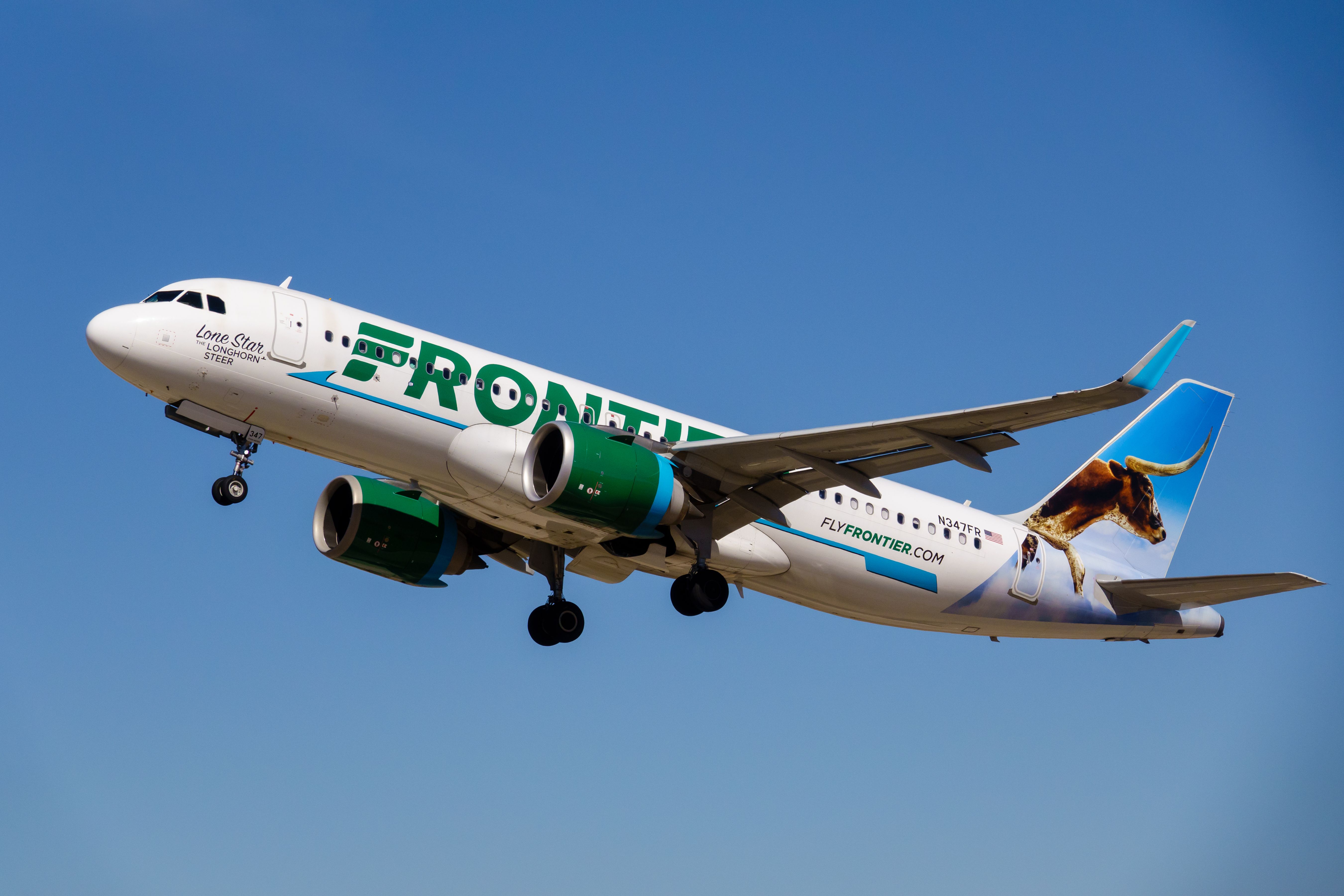 Frontier Airlines Airbus Aircraft in flight