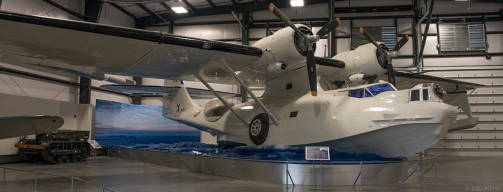A catalina flying boat being exhibited