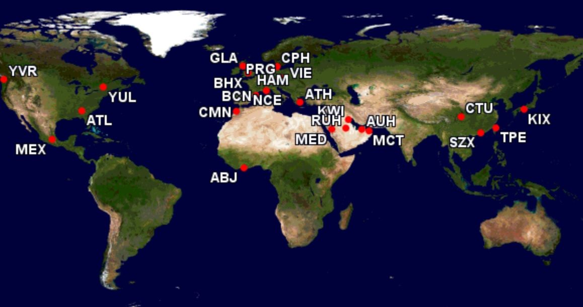 24 airports that no longer have A380 flights based on 100+ flights previously