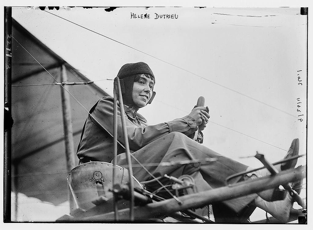 Hélène Dutrieu seated in her aircraft