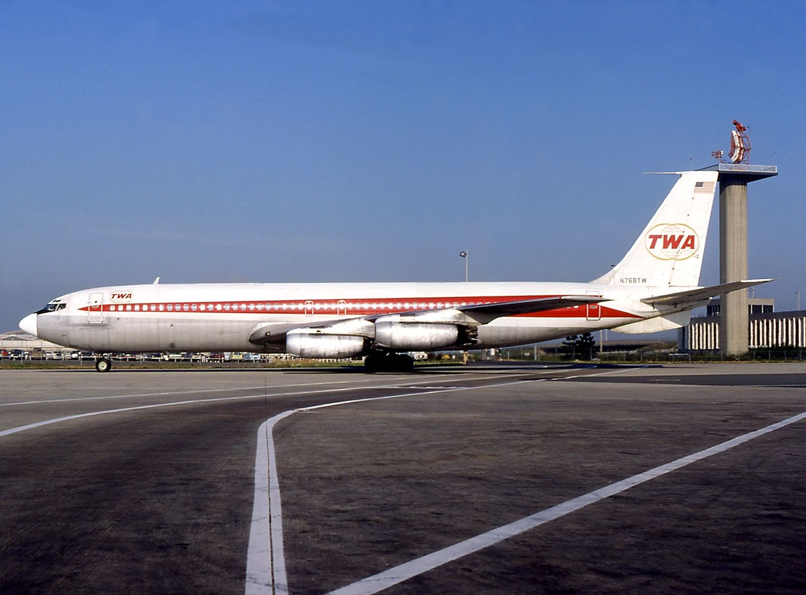 TWA AIRLINE 707 SAFETY INSTRUCTIONS RED PRINTING CARD P/N