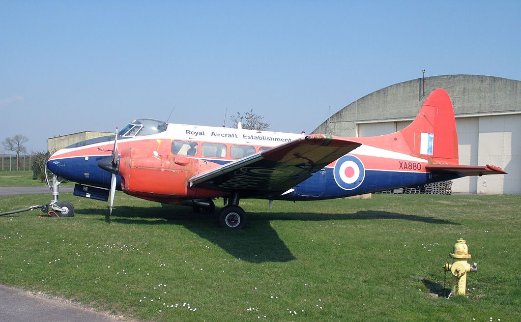 The de Havilland Devon XA880 of the Royal Aircraft Establishment as photographed at RAF Kemble in April 2007 