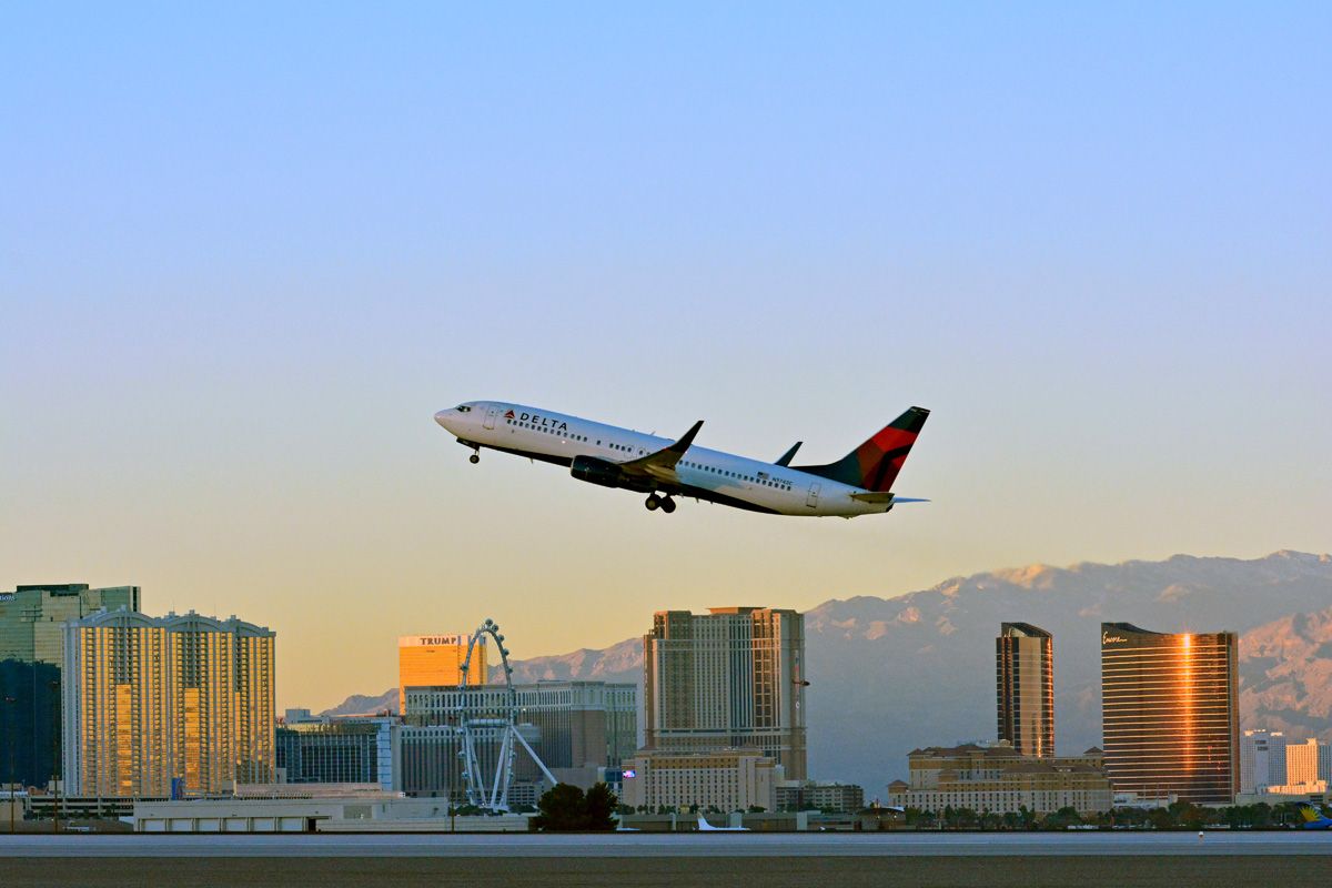 Delta aircraft departing from Las Vegas Airport