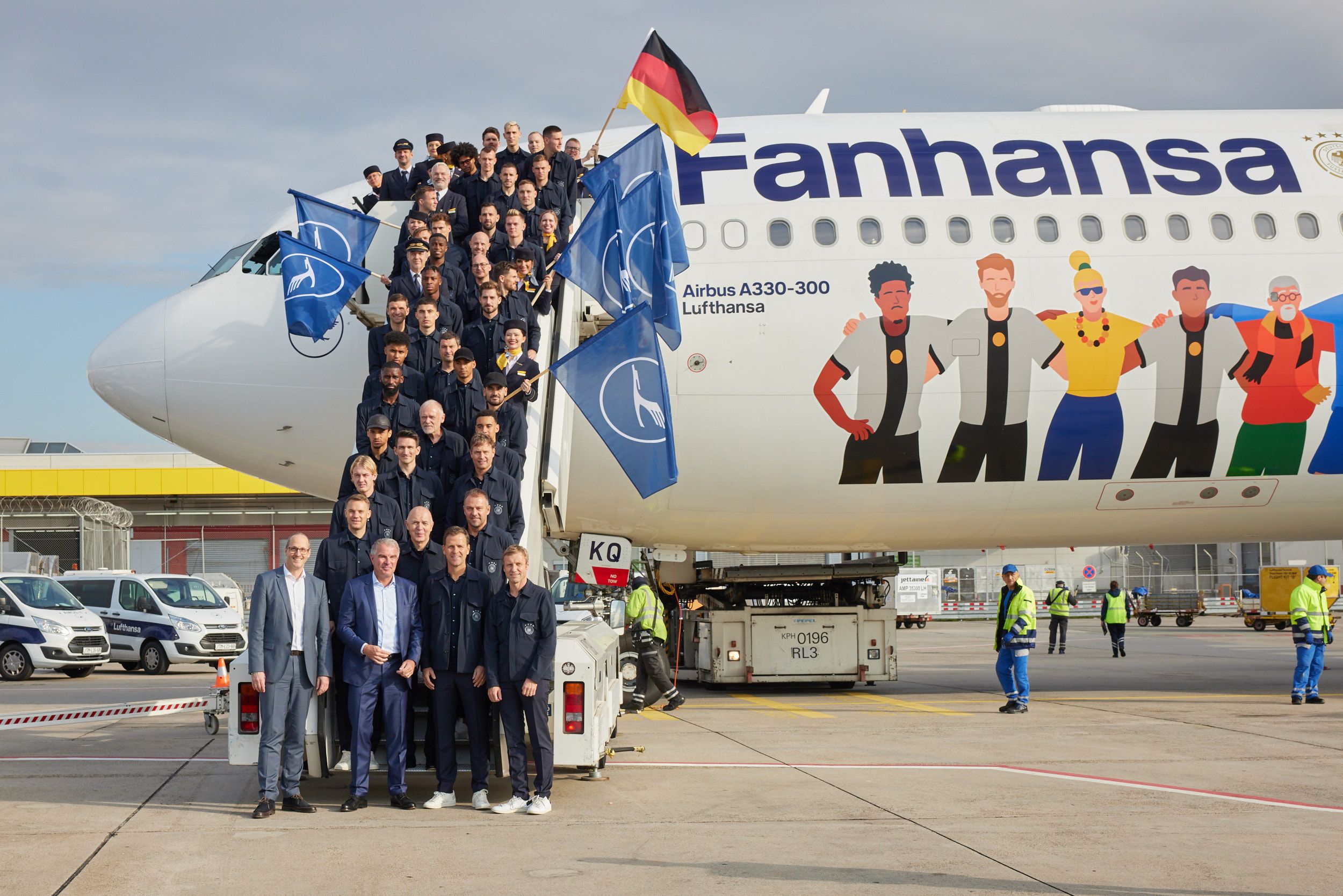 Fanhansa aircraft with German men's soccer team